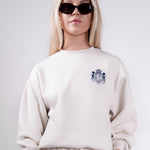 Quiet luxury crest crewneck in cream by Thorne Estate