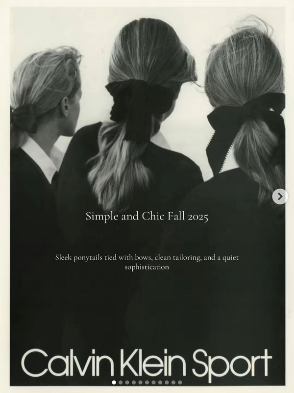 Three women with styled hair, featuring Calvin Klein Sport branding for the Thorne Estate Simple and Chic Fashion Inspiration for 2025.